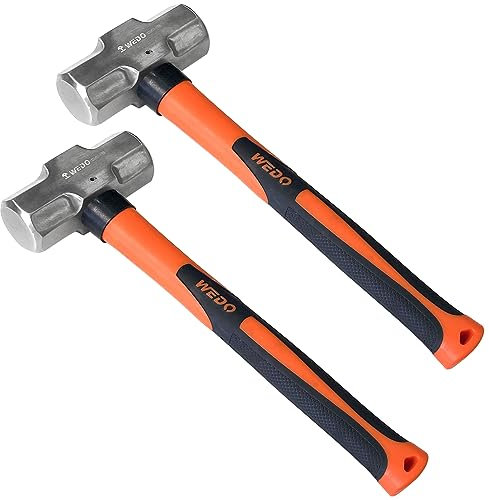 WEDO 2-teiliges Vorschlaghammer-Set, 1,8 kg + 1,8 kg, Edelstahl, Risshammer-Set mit Fiberglas-Griff, stoßfest, korrosionsbeständiger Bohrhammer