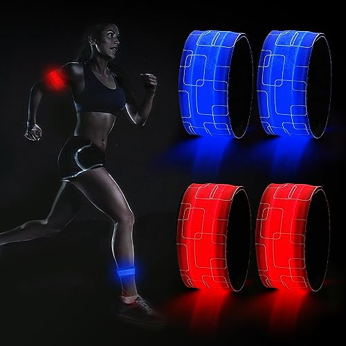 DazSpirit LED Armband, Reflective LED leucht Armbänder Lichtband | Band leuchtarmband Kinder Je nach Variante USB-aufladbar oder batteriebetrieben für Joggen Laufen Hundewandern Outdoor Sports