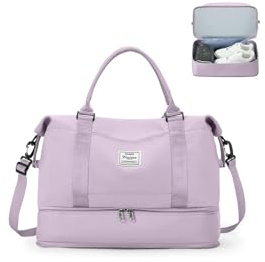 SEAFEW Bolsa de Viaje 40x30x20 para Ryanair,Impermeable Bolsa de Deporte para Gimnasio,Bolsa de Mano Equipaje de Fin de Semana para Mujer,Bolso de Natación para Playa,D7-Morado Claro