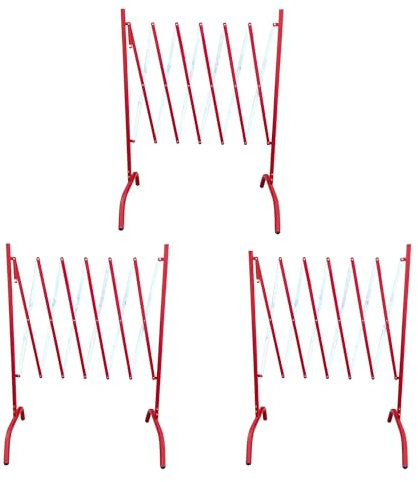ADO - Valla extensible de hierro roja y blanca. Fácil almacenamiento y transporte debido a sus reducidas dimensiones una vez cerrada (3- Vallas)