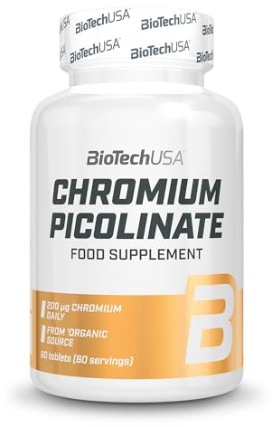 BioTechUSA Chromium Picolinate I Organic Chromium Picolinate Supplement I 200μg Daily I Metabolism and Blood Glucose Support I Men and Women I 60 Tablets