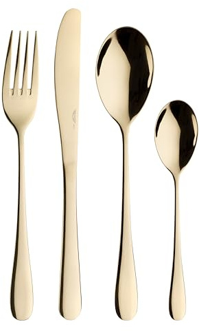 Prima Collection, Set da 24 Posate Serie Dream, Acciaio Inox, Colore: Oro (6 persone)