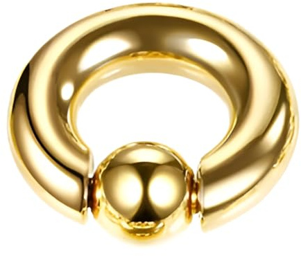 Decentraland 1 Stück Gold 6G Edelstahl Nase Septum Ohrringe Nippel Captive Bead Ring Federkugel Ringe Werkzeug Oberfläche Piercing Schmuck für Männer und Frauen 12–16 mm