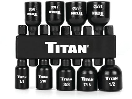 Titan 16298 - Juego de destornilladores magnéticos SAE de 9 piezas, juego de tuercas