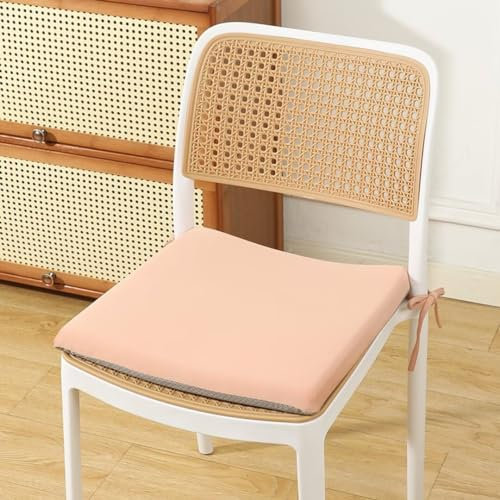 Stuhlkissen mit Bändern 40x40×4cm, Memory Schaumstoff Sitzkissen Stuhl, Stuhlauflage, Sitzpolster für Stühle in Haus und Garten Büro, Rosa