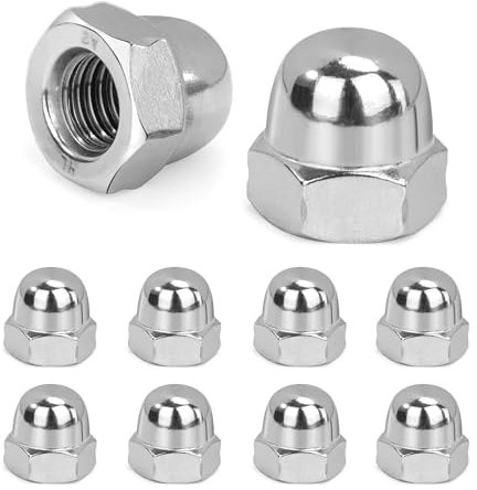 QIMEI-SHOP Hutmuttern M10 Edelstahl Kappenmuttern A2 Hutmutter Sechskant-Hutmuttern nach DIN 1587 für Schrauben Gewindestangen Gewindebolzen Schutz 10 Stück