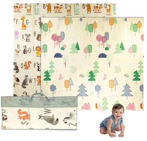Alfombra Bebe Acolchada Plegable 150x200x1,5cm – Tapete Actividades Impermeable Reversible – Gimnasio Infantil – Manta Juegos y Regalo Ideal – Parque Infantil Bebé – Tapete Bebé – Colchoneta Suelo