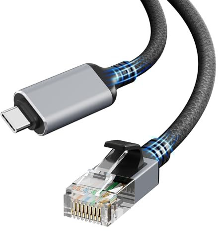Dacrown Cable USB C a Ethernet de 15 pies, cable LAN tipo C a RJ45, adaptador de Internet de red Gigabit, conectado directamente, Thunderbolt 4/3 compatible con MacBook Air/Pro, XPS, iPhone 15 Series,