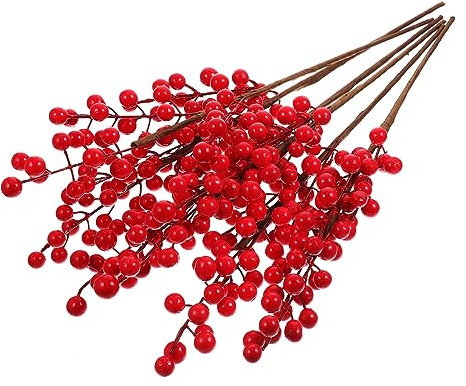 RORPOIR 12stücke Teiliges Künstliche Rote Beeren Zweige Für Weihnachtsdekoration Realistische Faux Fruchtzweige Für Kranz Baum Party-Dekorationen Pflegeleicht Und Langlebig