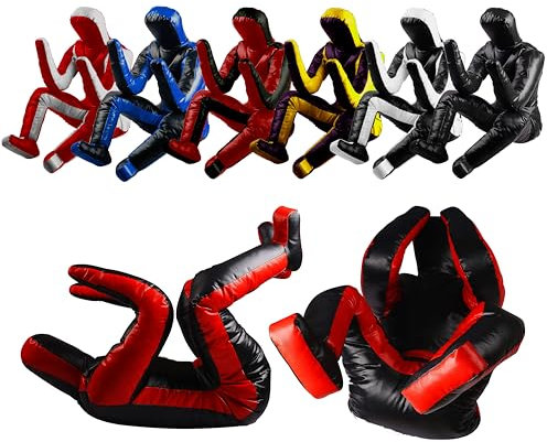 Zarb Sports MMA Grappling Dummy Boxsack Dummy BJJ Wrestling Dummy Sitzposition Brazilian Jiu Jitsu Submission Selbstverteidigung Vinyl ungefüllt (Rot Weiß, 6 Fuß - 180 cm - unbefüllt)