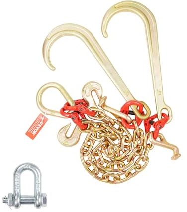 VEVOR Chaîne de Remorquage à Crochets JT, Capacité de Charge 7074 kg,​ Chaine Bride V de Remorque G80 avec Crochet de Préhension, 10 mm x 60 cm, pour Dépannage, Transport, Dépanneuse, Camion à Plateau