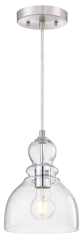 Westinghouse Lighting 6135700 One-Light Indoor Mini Pendant Light, Ceiling Light Fixture, Brushed Nickel Finish with Clear Seeded Glass