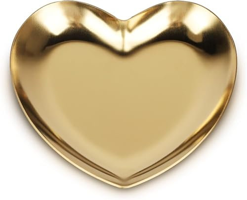 Goldenes Dekotablett, Tabletts zur Dekoration, kleines Schmucktablett, Goldener herzförmiger Schmuckteller, Schmuckdisplay-Organizer-Tablett, dekoratives Tablett aus Edelstahl(Golden)