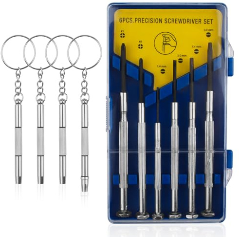 Set di cacciaviti piccoli da 10 pezzi con 4 cacciaviti a taglio e 2 pezzi di ricambio per cacciavite ad anello e cacciavite di precisione 4 in 1 per occhiali/gioiellieri/occhiali