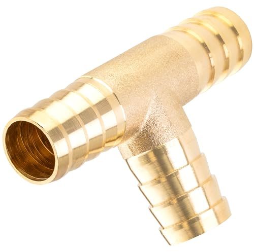 Poppstar Druckluft Schlauchverbinder T Stück mit Druckluft-Stecknippel (AD 12mm / ID 10,5mm), Messing