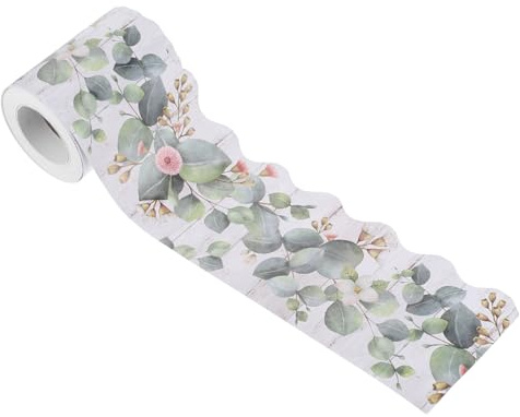 RORPOIR 1 Rollo De Hojas De Eucalipto Despegables Y Adhesivas Para Decoración De Pared Enredaderas Verdes Pegatinas Para Borde De Tablón De Anuncios 7 6 Cm X 15 M Adorno Decorativo Para Aula