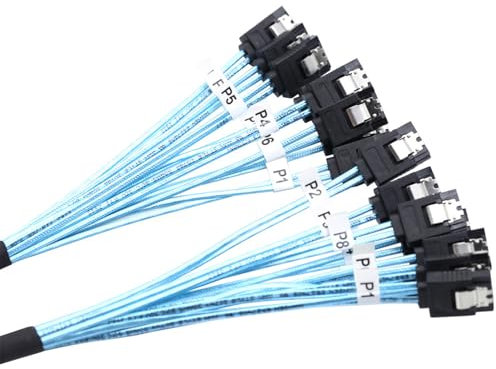 HUAJINGKEJI SATA3-zu-SATA3-Kabel mit 8 Anschlüssen, 6 Gbit/s, Schnittstellenkabel für interne Festplatten und RAIDs-Controller