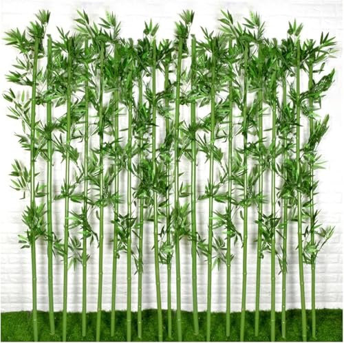 AVLLSO Künstlicher Bambus Künstliche Bambuspflanzen 1-2m Höhe, Dichte Seidenblätter als Sichtschutz für DIY-Dekoration Innen-/Außenbereich(15 Pack,2m/6.5ft Tall)