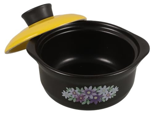 KOCKSHION Casseruola da Cucina in Terracotta 1,3l Doppie Maniglie Antiaderente per Brodo Domestico Risparmio Gas Adatta Fornelli a Gas per Stufati e Zuppe