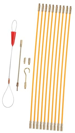 Enfile-fil de Câbles de Tirage en Pièces Verre 10 33cm Fibre | Jaune, Résiste à Casse, Guide les Câbles Murs ou Conduits, Accessoire Tireur