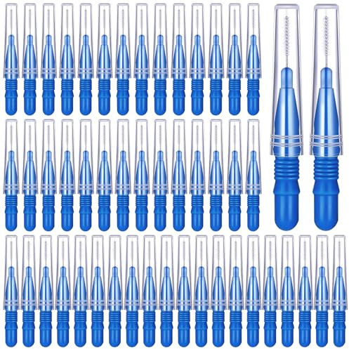 Cepillos interdentales, 50 palillos de dientes, cepillos de hilo dental para dientes, cepillos interdentales de 2.5 mm para limpiar huecos entre los dientes (azul)