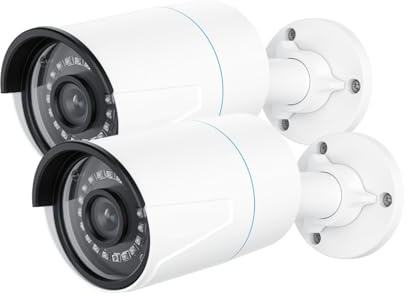 KVBRUI Caméra IP Intelligente 5MP PoE extérieure, Vision Nocturne Infrarouge, détection de Personne/véhicule(2Pcs White 510A)