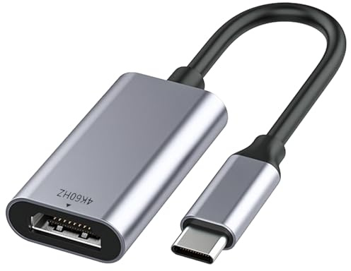USB C auf HDMI,USB C HDMI Adapter 4K 60Hz Kompatibel mit Thunderbolt 3/4,Video Audio Ausgang für iPhone 15/16/17,MacBook Pro/Air,Pixelbook,Galaxy S/Note,Dell XPS,Surface Pro (Grau)