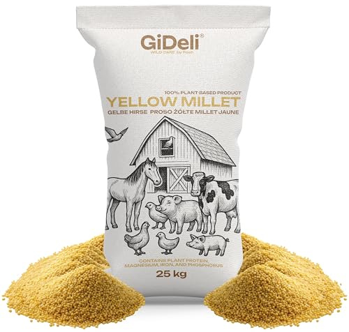 GiDeli Hirse Gelb 25 kg - Wellensittich Futter Hirsekorn - Vogelfutter für Kanarienvogel und Heimvögel