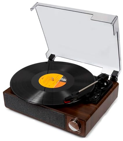 Tocadiscos Sanyo KS141 Retro Record Player con Bluetooth y USB. Dimensiones: 325 × 270 × 131 mm. Bluetooth inalámbrico, Puerto USB y Lector de Tarjeta TF