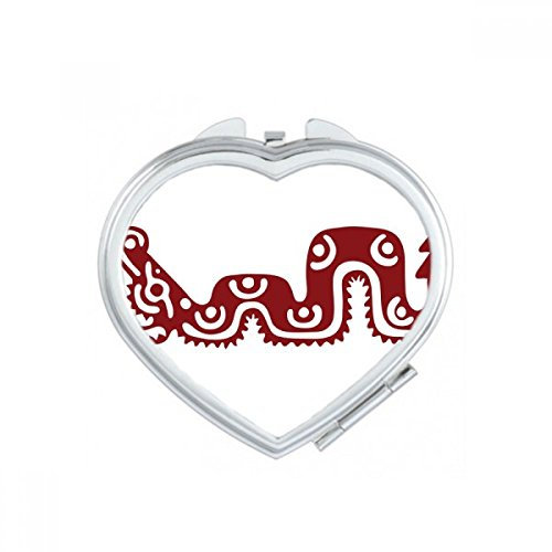 DIYthinker Mexiko Totems Mexikanische Schlange Antike Kultur Herz Compact Make-up Taschenspiegel Tragbare Nette kleine Hand Spiegel Geschenk Mehrfarbig