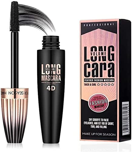 4D Fibre Soie Mascara, 4D Mascara Cils en Fibre, Fiber De Soie Cils Noir Mascara, Mascara Imperméable, Ajoute de la Longueur, de la Profondeur et du Glamour Sans Effort au Noir Durable