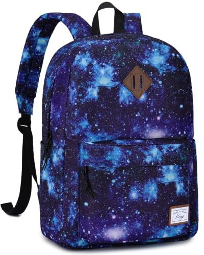Kasgo School Backpack for Boys and Girls, Lightweight Water Resistant Galaxy Rucksack Casual Daypack for Men Women Teens College