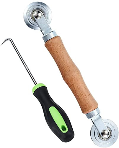 Litensh Herramienta de pantalla giratoria con gancho de tira de goma, herramienta de rodillo de pantalla, herramienta de reparación, Rodillo De Presión Rueda De Herramientas Doble Rueda