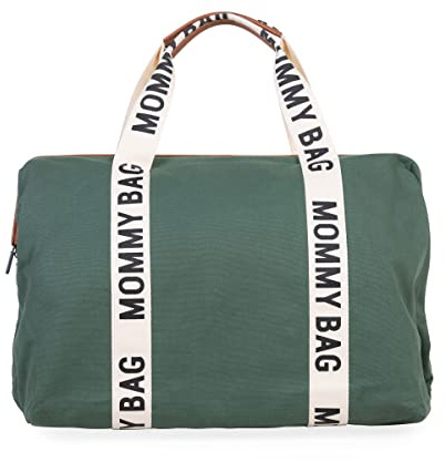 Childhome, Mommy Bag, Borsa per la mamma, Borsa per il cambio, Maternità, Borsa da viaggio, Grande capacità, Fasciatoio, Tracolla regolabile, Passaggio valigia, Collezione Signature, Verde