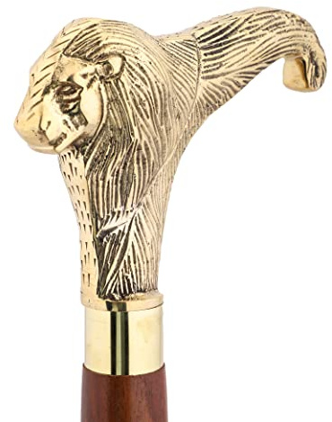 Ajuny Bastoni da Passeggio per Uomini Donne Anziani Bastoni in Legno con Manico Staccabile in Ottone con Motivo a Leone Finitura Dorata Regali Decorativi da 36 pollici