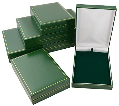 10 x Box Displays® fantastiskt konstläder halsband hänge kedjelådor - juvelerare grossist halsband box leverantörer (grön)