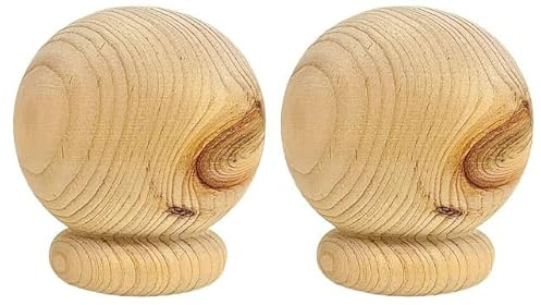 Highland Manor Wood Products Solomon Ball Finial - 3 1/4 Tall x 2 15/16 Wide (Pine) (2 Finials)