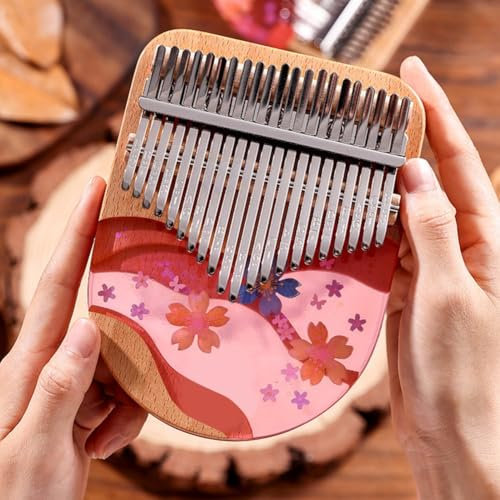 Kalimba Daumenklavier, tragbar, 17/21 Tasten, Sakura Kalimba, künstlerisches Daumenklavier aus Holz, Musikinstrumente für Kinder, Erwachsene, Familien (17 Tasten)
