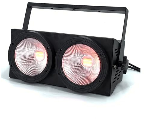 MQDLJSE Projecteur de scène à LED, 200 W, 2 x 100 W, RGBWAUV, 6 en 1, Stroboscope, Faisceau de Lavage Blanc Chaud, éclairage de scène pour DJ Disco (Noir, Blanc Chaud et Froid 2 en 1)