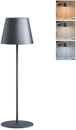 FUYO Lampada da tavolo a LED senza fili, ricarica USB-C, lampada da tavolo per esterni, con touch, dimmerabile, 2700 K-6000 K/3 colori per soggiorno, camera da letto, balcone, giardino, terrazza