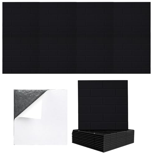 Akustikplatten Selbstklebend, 12 Stück Schallabsorber Schallschutz mit Hohe Dichte 230kg/m³, 30x30x1cm Schalldämmung Wand Tür Decken, Akustikpaneele für Gaming Deko, Büros, Studios (Schwarz Rechteck)