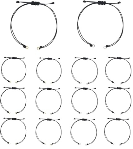 UNICRAFTALE Braccialetto in corda di cotone cerato in poliestere cerato, semi-finito, nero, regolabile, con nodo, braccialetti dell'amicizia intrecciati a mano, 31,4 cm, 3mm, Poliestere