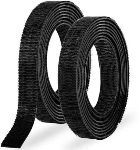 JEYORZY 2pcs Hook y Loop Tape, Hook y Loop Extrafuerte, Gancho y Cinta de Lazo Extra Fuerte, Adhesivo Doble Cara Extrafuerte, para Evitar el Deslizamiento de Cojines de Sofá, Alfombras (negro, 2cm*1m)