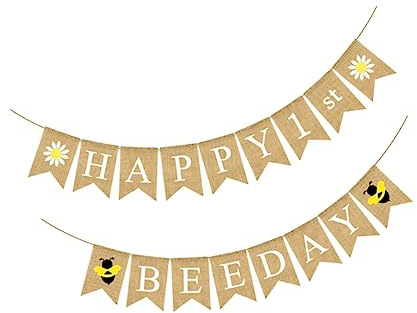 Alipis Festone Decorativo con Stampa Api e Fiori per Compleanni e Feste Tema Bunting e Riutilizzabile per Atmosfera Festiva con Famiglia e Amici
