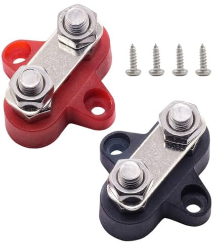 Gogogmee 2Pezzi Morsettiera Doppia Filettatura per Batterie Auto e Connettori Sicuri e Resistenti per Modifiche Automobilistiche e Nautiche Facile Installazione e Alta