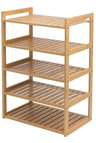 Générique Étagère de Rangement en Bambou, 5 Niveaux, 71,7 x 50 x 32 cm, Style Contemporain, Montage au Sol