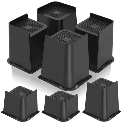 Lighterday Bed Risers 6 inch Heavy Duty,4 Pack Bed Raising Blocks,L Shape Table Leg Extenders,Heavy Duty Chair Raisers,Furniture Risers for Sofa,Table,Chair,Desk,Couch(6 inch (4packs))