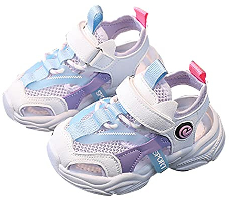 Sandali Bambina 29 - Sneakers da Ragazzo Sandali da Ragazza Mezzi Sandali per Bambini Suole morbide Antiscivolo Sandali Sportivi per Bambini da Bambino Scarpe estive Scarpe Casual (Purple 24)