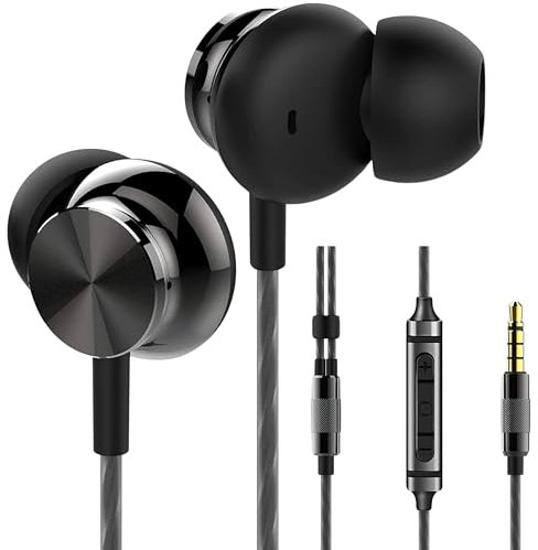 Betron BS10 Earphones Wired Headphones In Ear Noise Isolating Earbuds with Microphone and Volume Control Powerful Bass Driven Sound, 12mm Large Drivers, Ergonomic Design, Black