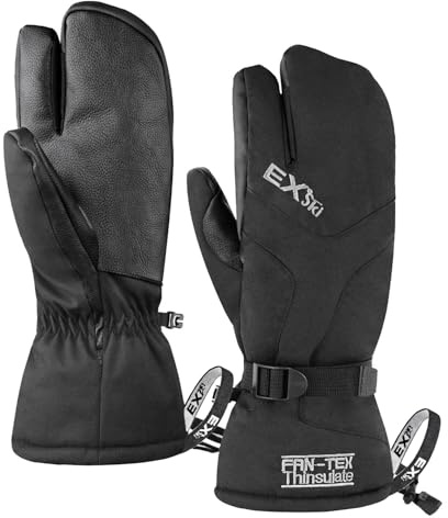EXski Waterproof Winter 3-Finger Ski Gloves Warm Insulated Snow Mittens for Cold Weather Snowboard Snowmobile Large